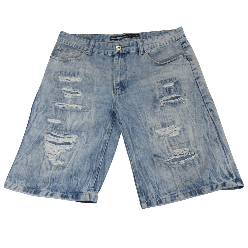 Brooklyn Xpress Mens Denim Shorts Jorts 36 x 13 Light Blue Baggy Wide Leg Y2K